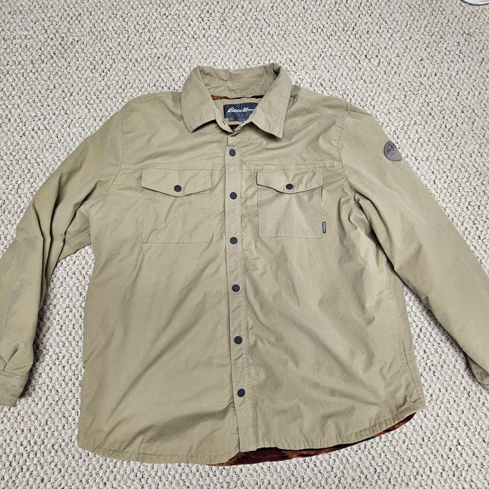Eddie Bauer Jacket Mens XXL‎ Long Sleeve Full Snap Pockets Outdoors Aztec Lining